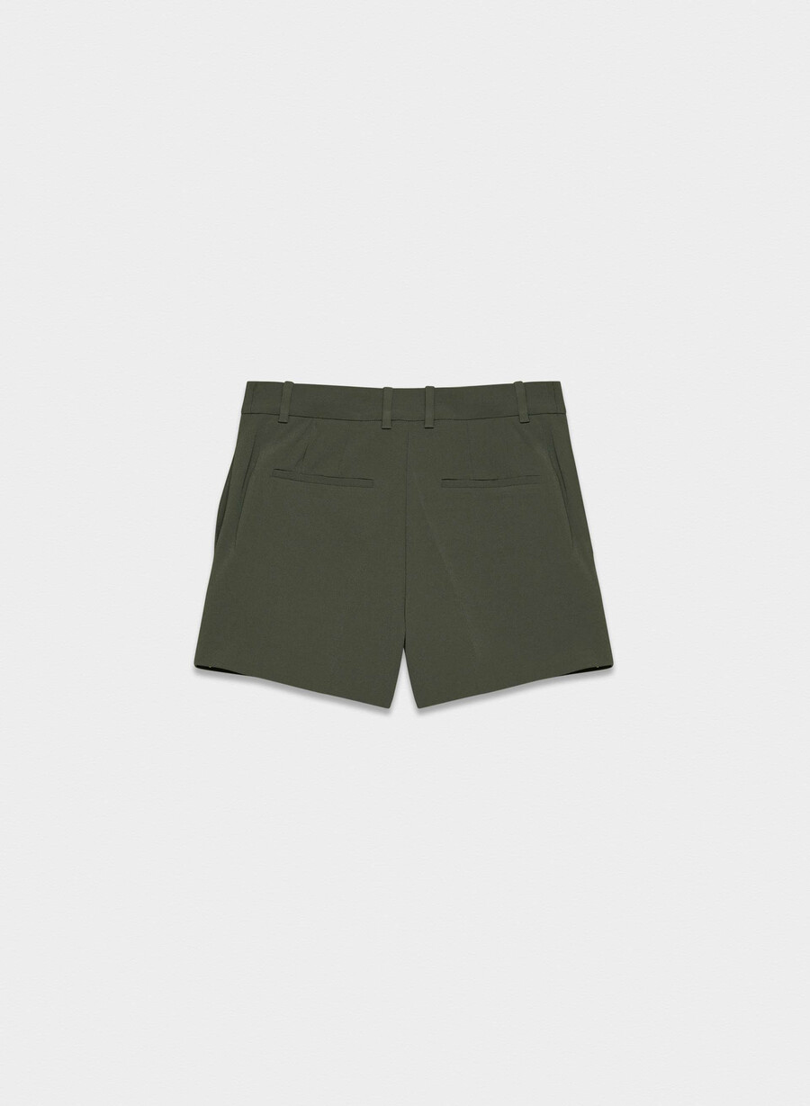 pleated mini short dark olive