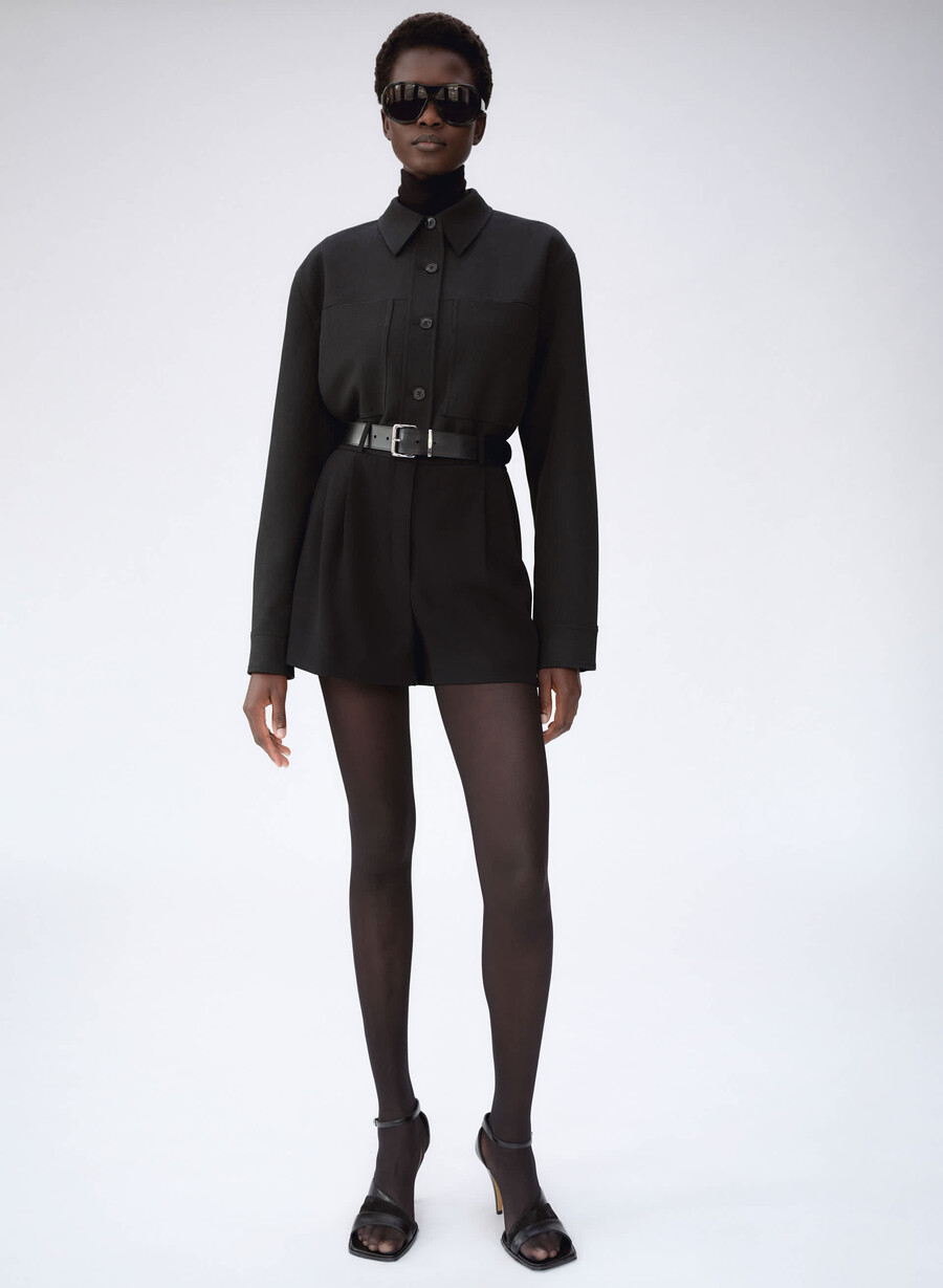 pleated mini short dark olive