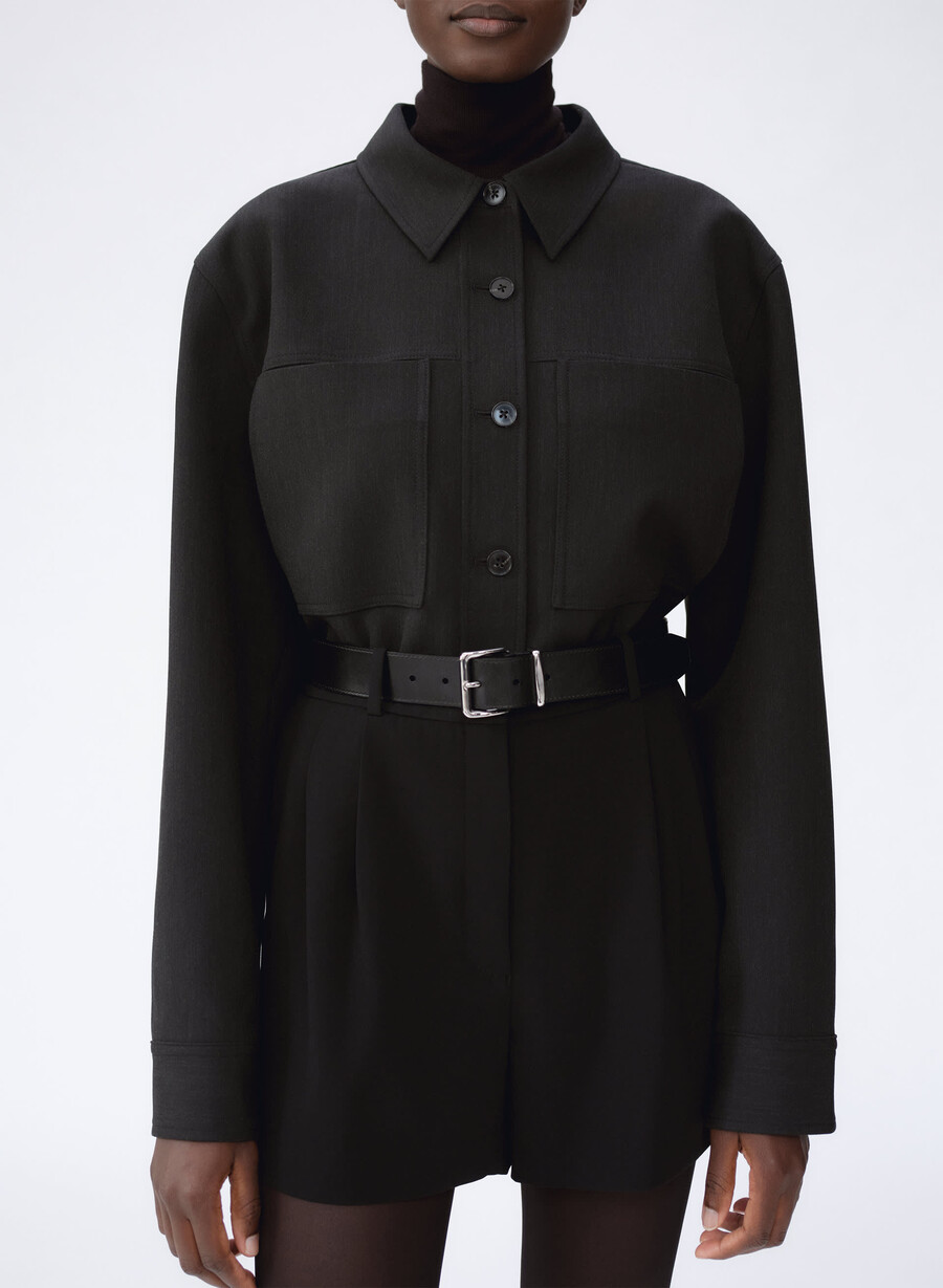 pleated mini short dark olive