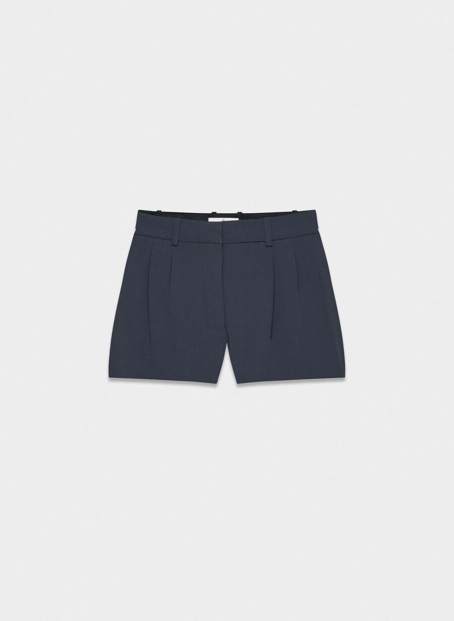 pleated mini short dark night navy