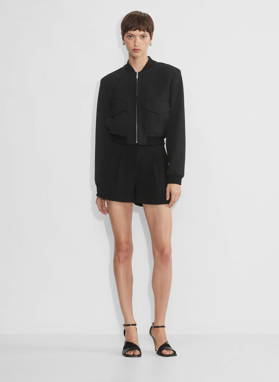 pleated mini short dark night navy