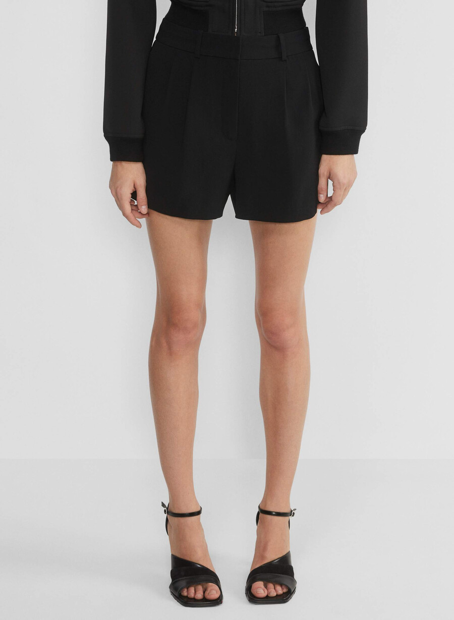 pleated mini short dark night navy