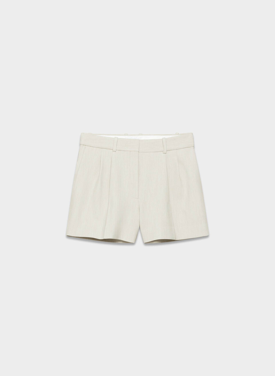 pleated mini short - ressential heather matte pearl