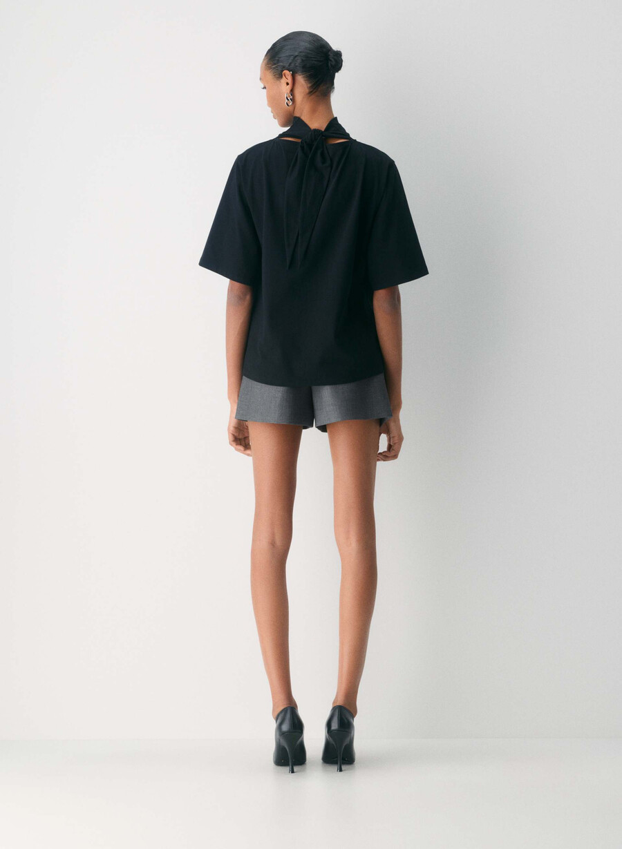 pleated mini short - ressential heather charcoal