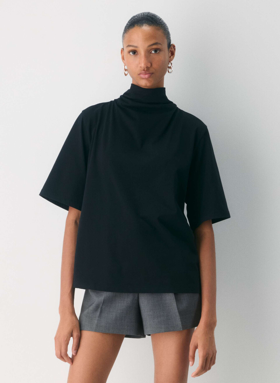 pleated mini short - ressential heather charcoal