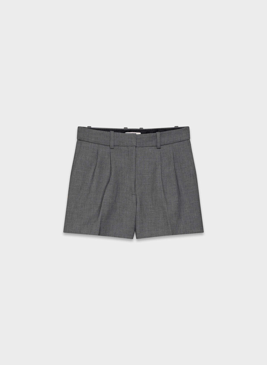 pleated mini short - ressential heather charcoal