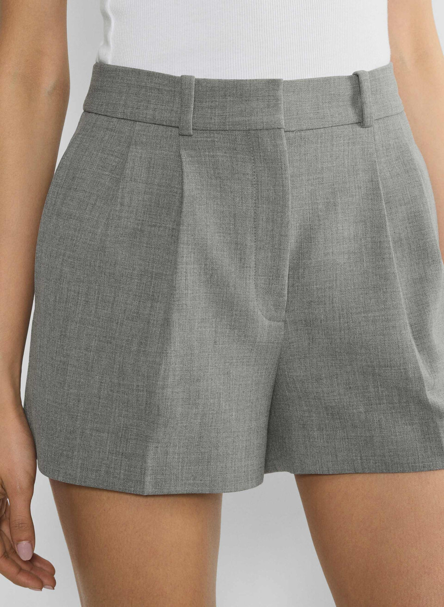 pleated mini short - ressential heather dark grey