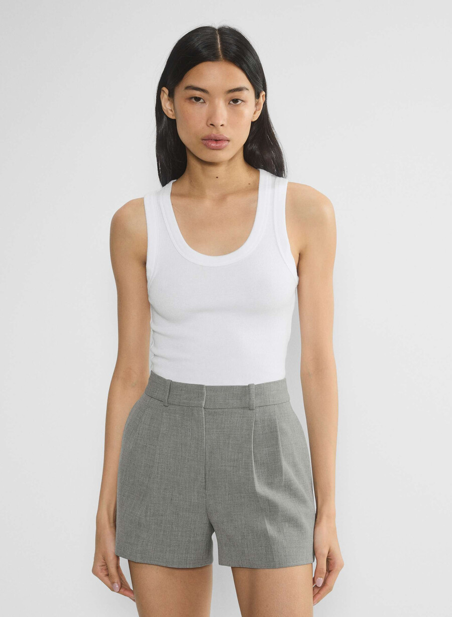 pleated mini short - ressential heather dark grey
