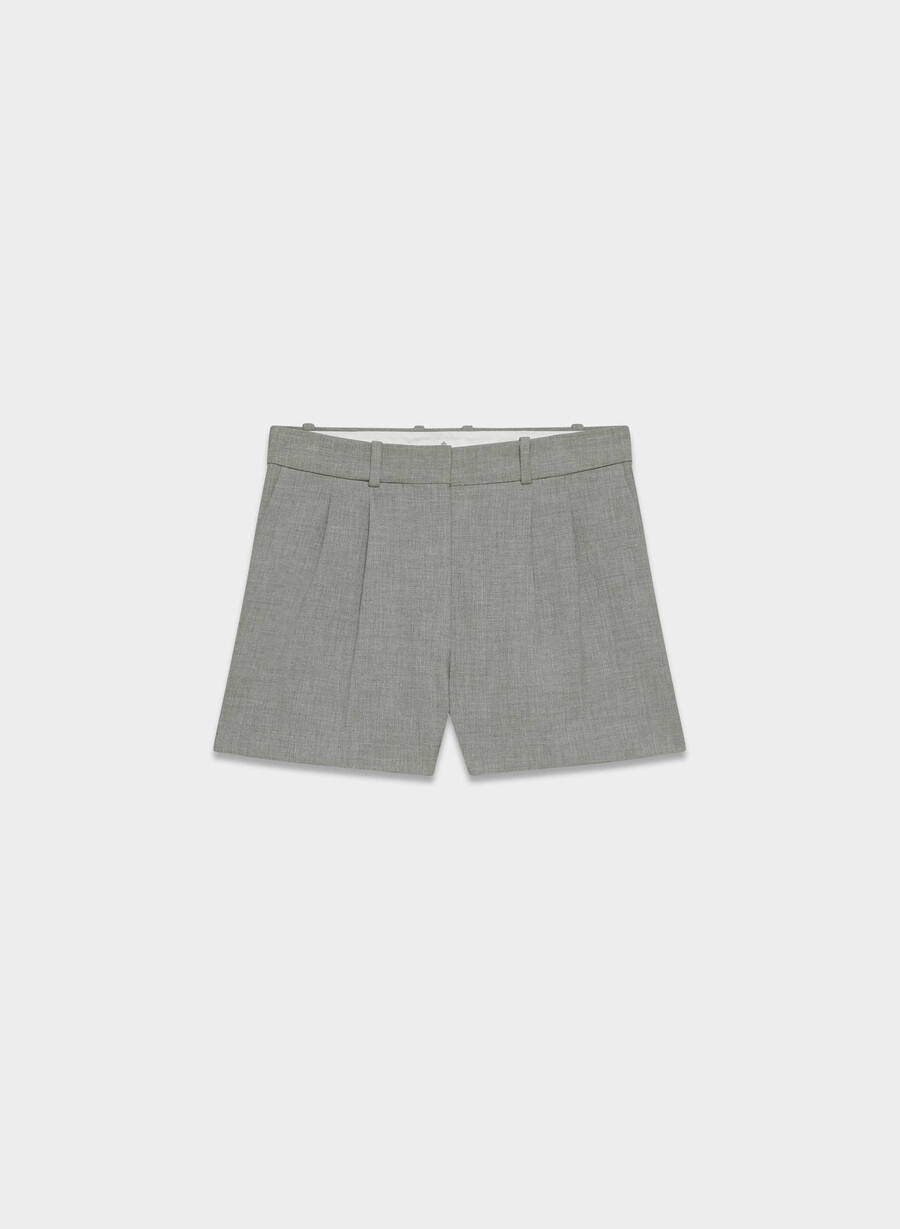 pleated mini short - ressential heather dark grey
