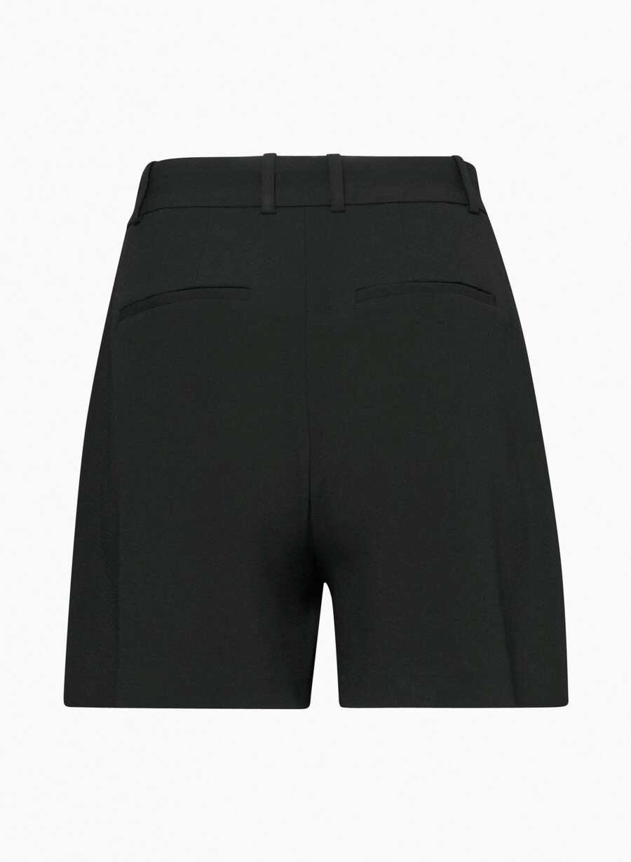 pleated mid-thigh short black