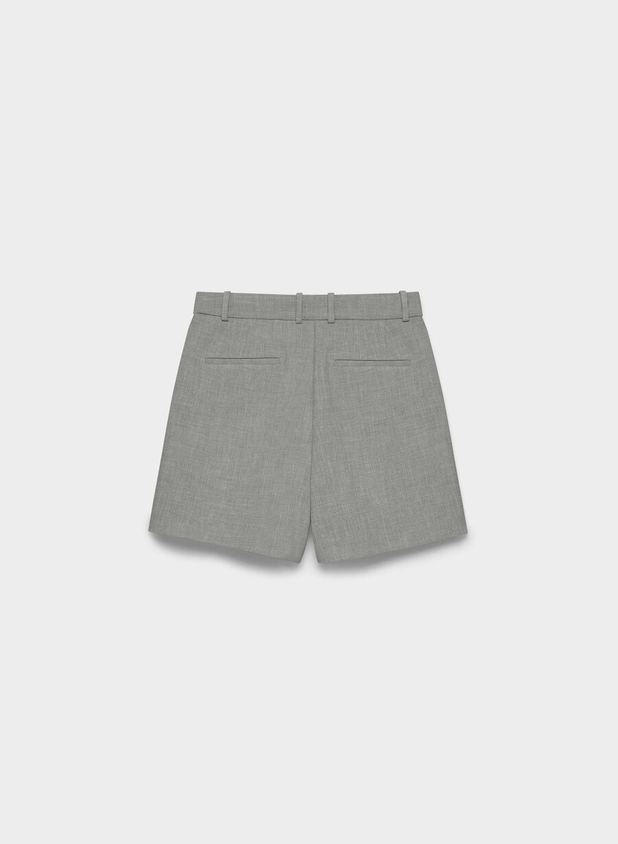 pleated mid-thigh short heather dark grey
