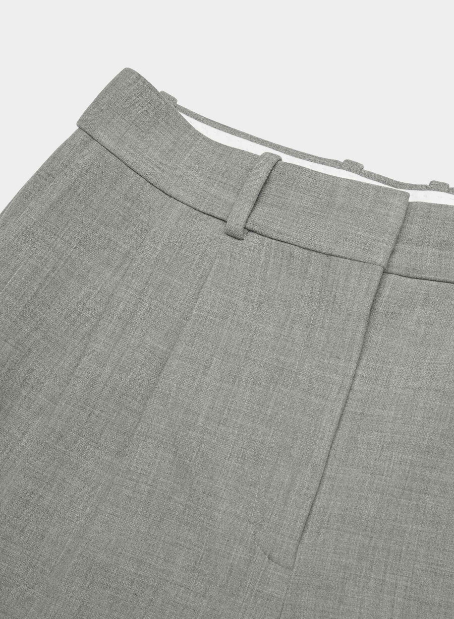 pleated mid-thigh short heather dark grey
