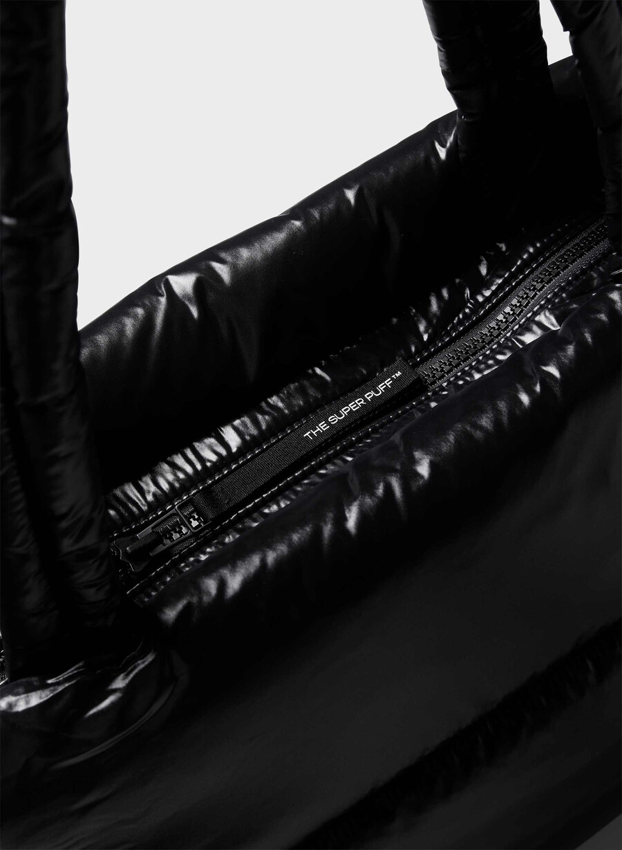 the super puff tote bag - hi-gloss black