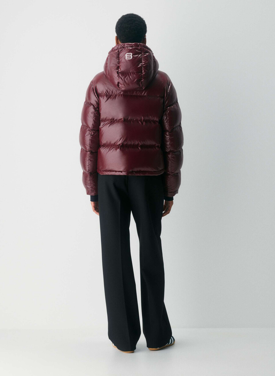 the super puff shorty - hi-gloss plum burgundy