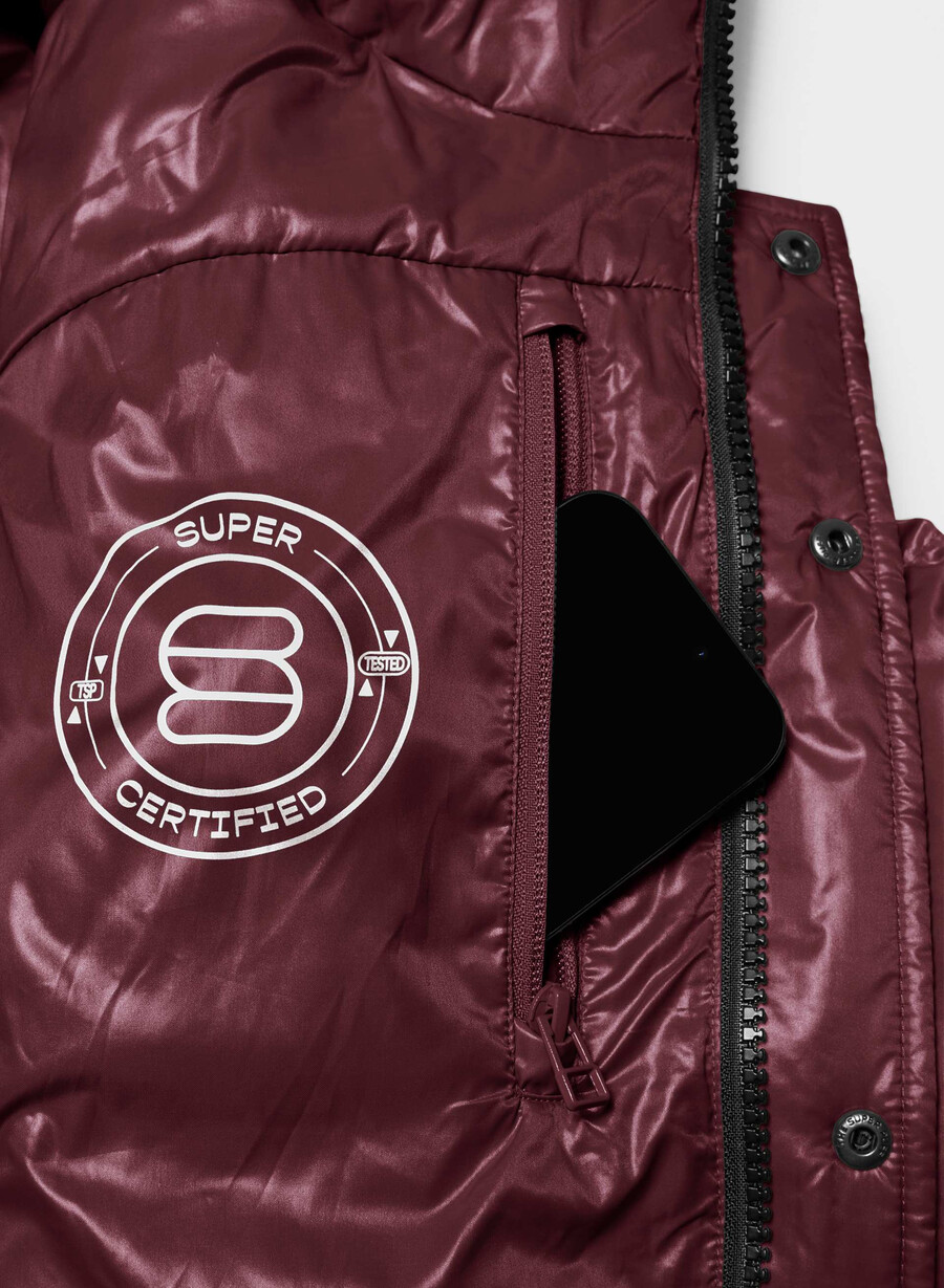 the super puff shorty - hi-gloss plum burgundy