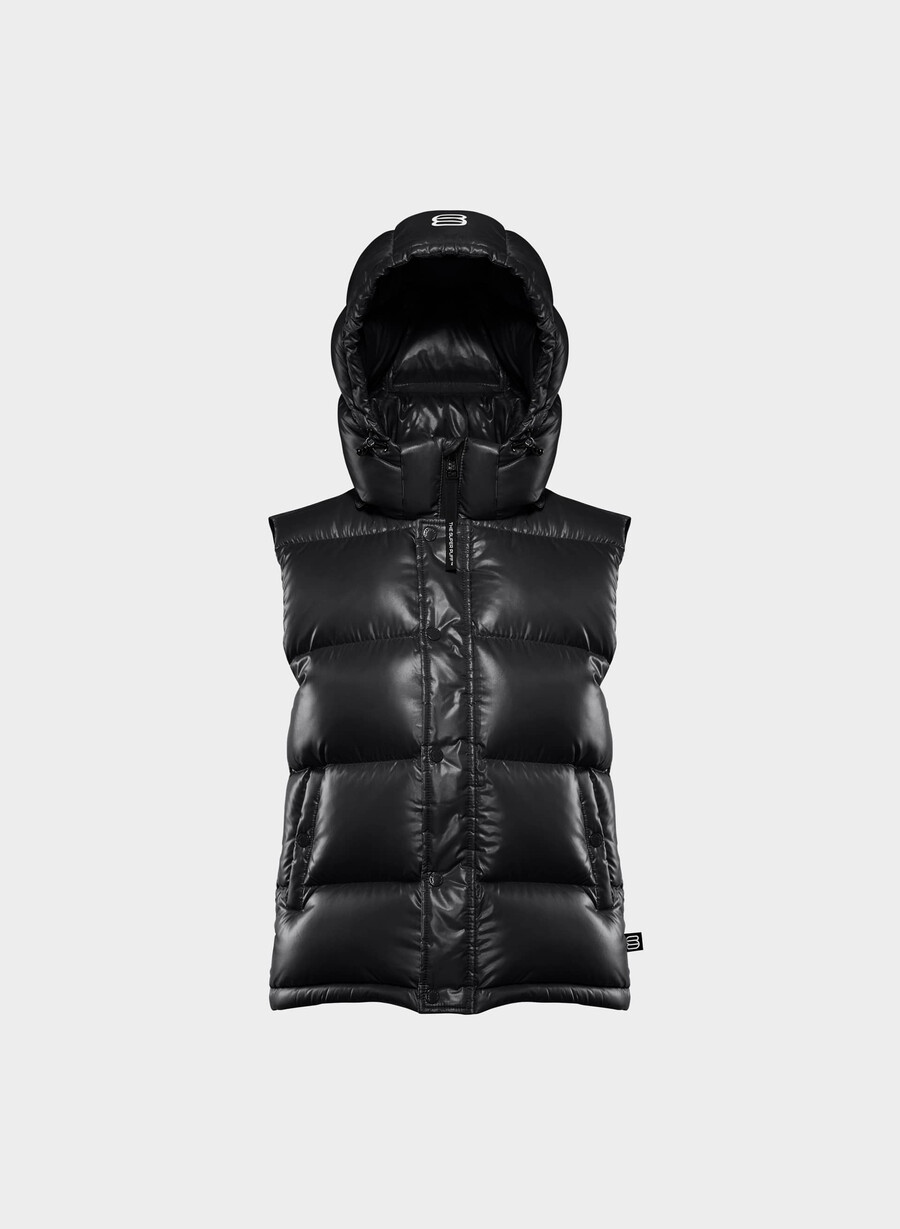 the super puff vest - hi-gloss black