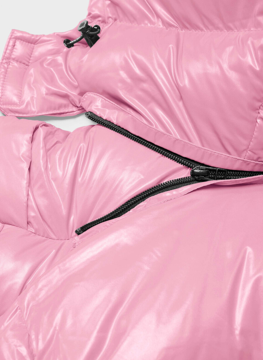 the super puff vest - hi-gloss morganite pink