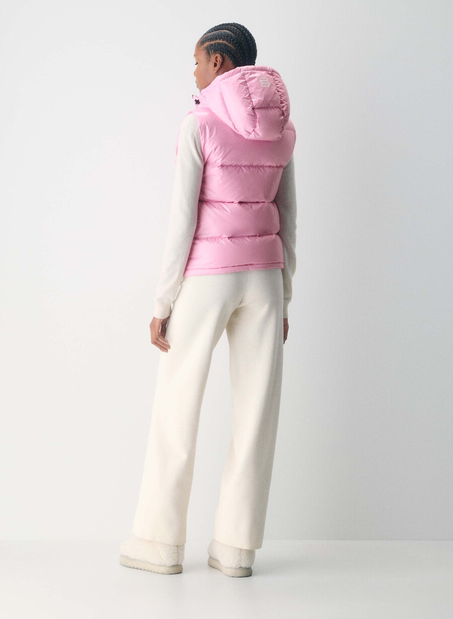 the super puff vest - hi-gloss morganite pink