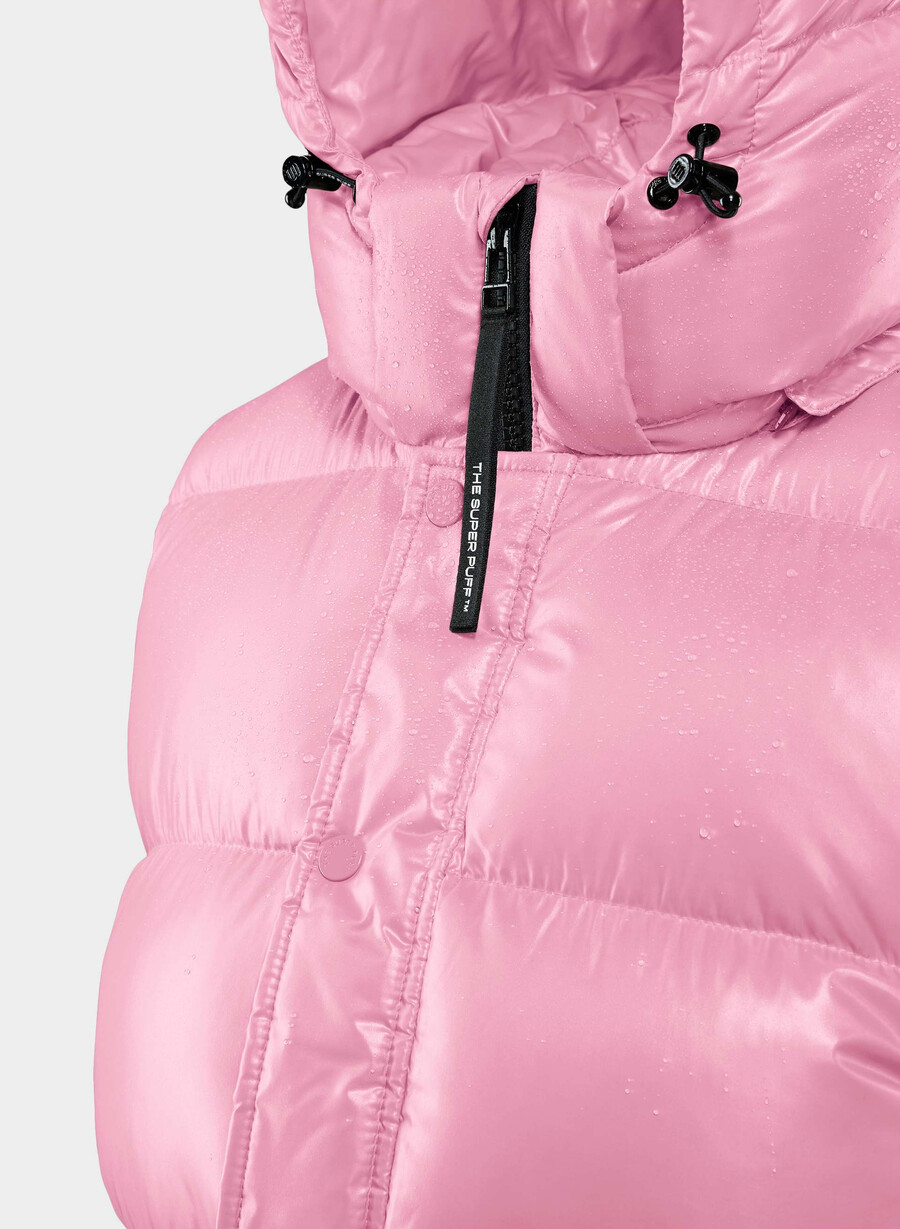 the super puff vest - hi-gloss morganite pink