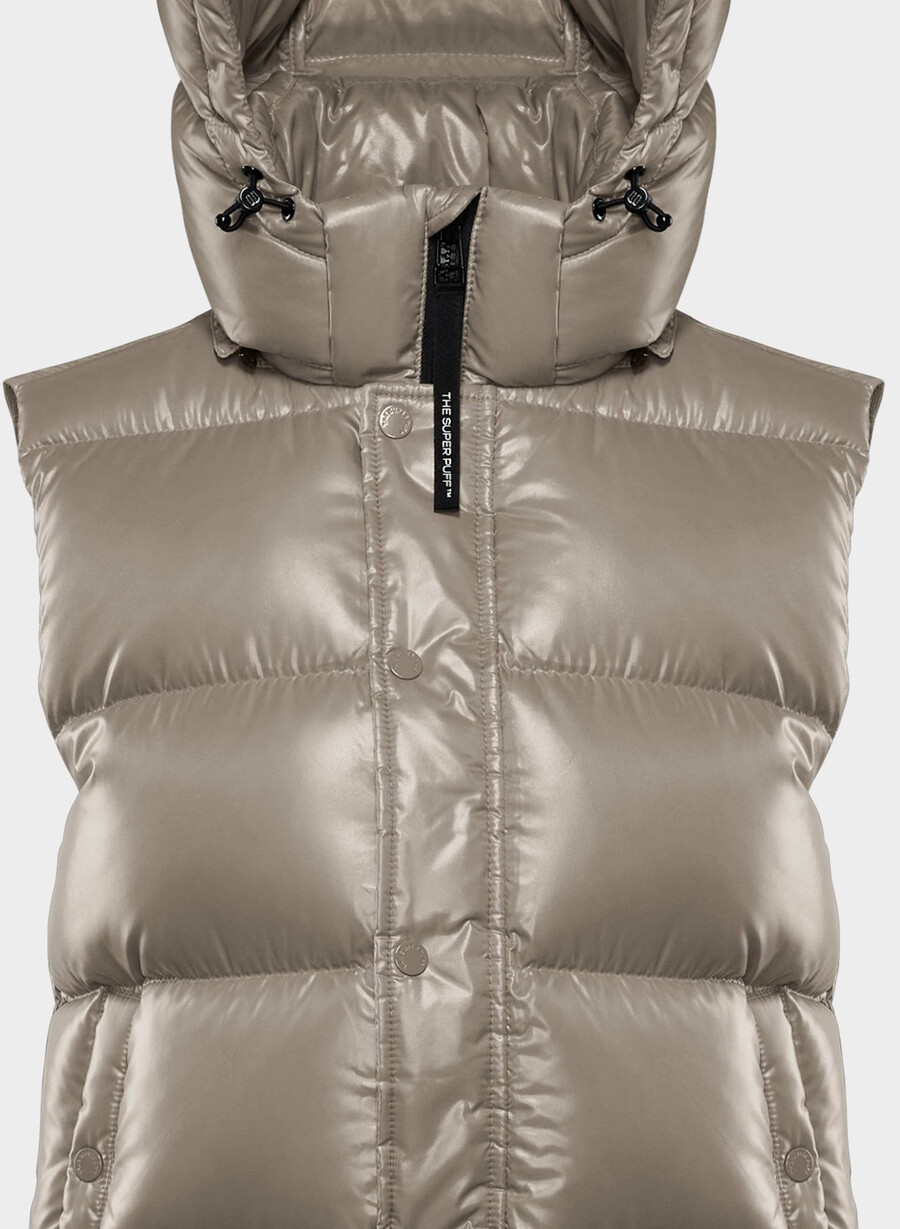 the super puff vest - hi-gloss modern taupe