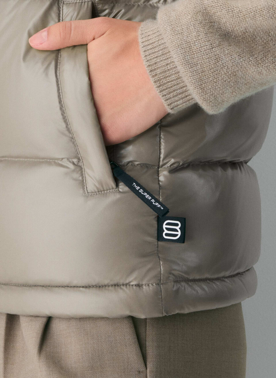 the super puff vest - hi-gloss modern taupe