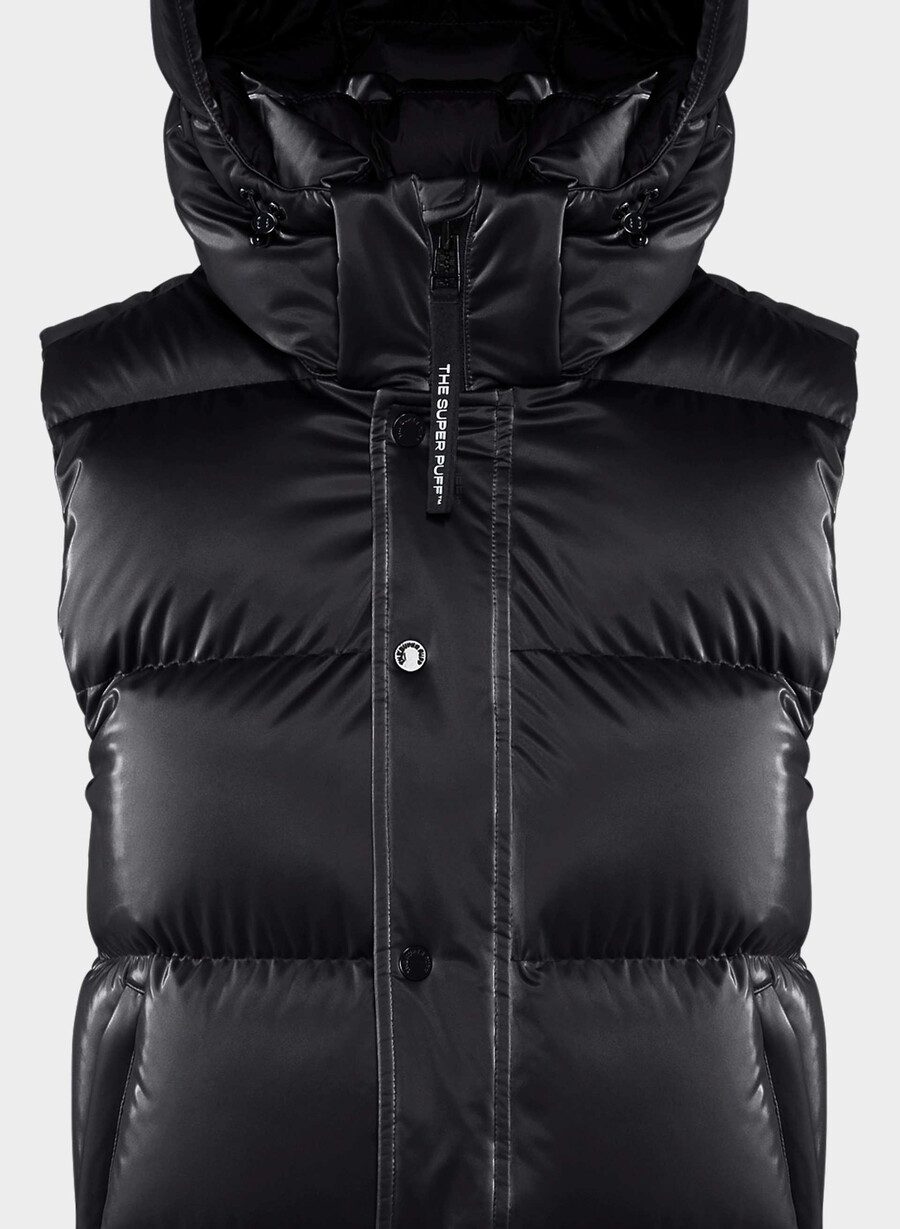 the super puff vest - liquid shine black