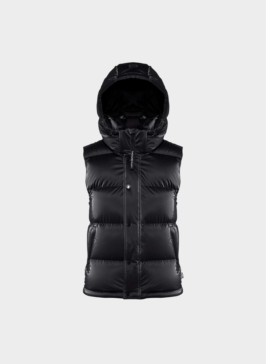 the super puff vest - liquid shine black