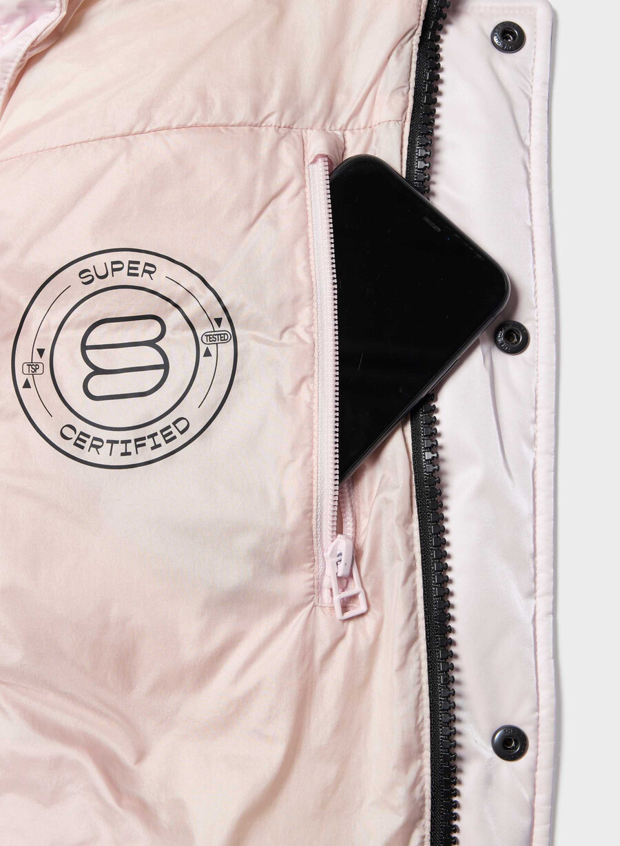 the super puff vest - liquid shine mochi pink