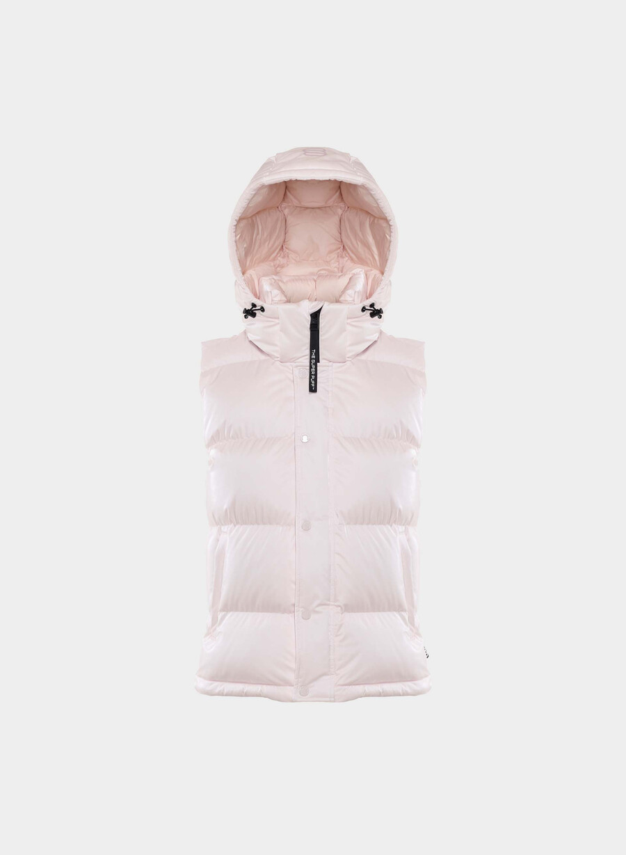 the super puff vest - liquid shine mochi pink