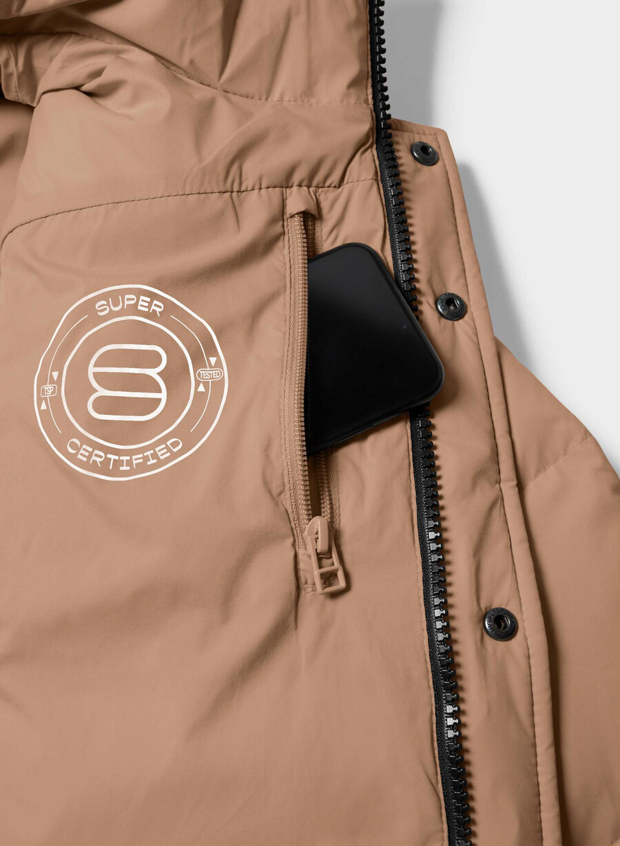 the super puff shorty vest - climatte chocolate mousse