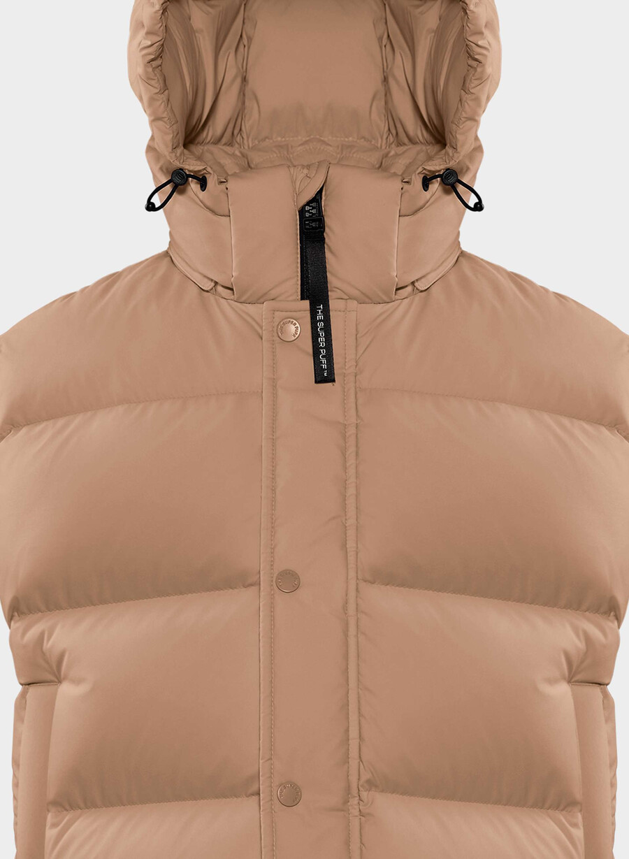 the super puff shorty vest - climatte chocolate mousse