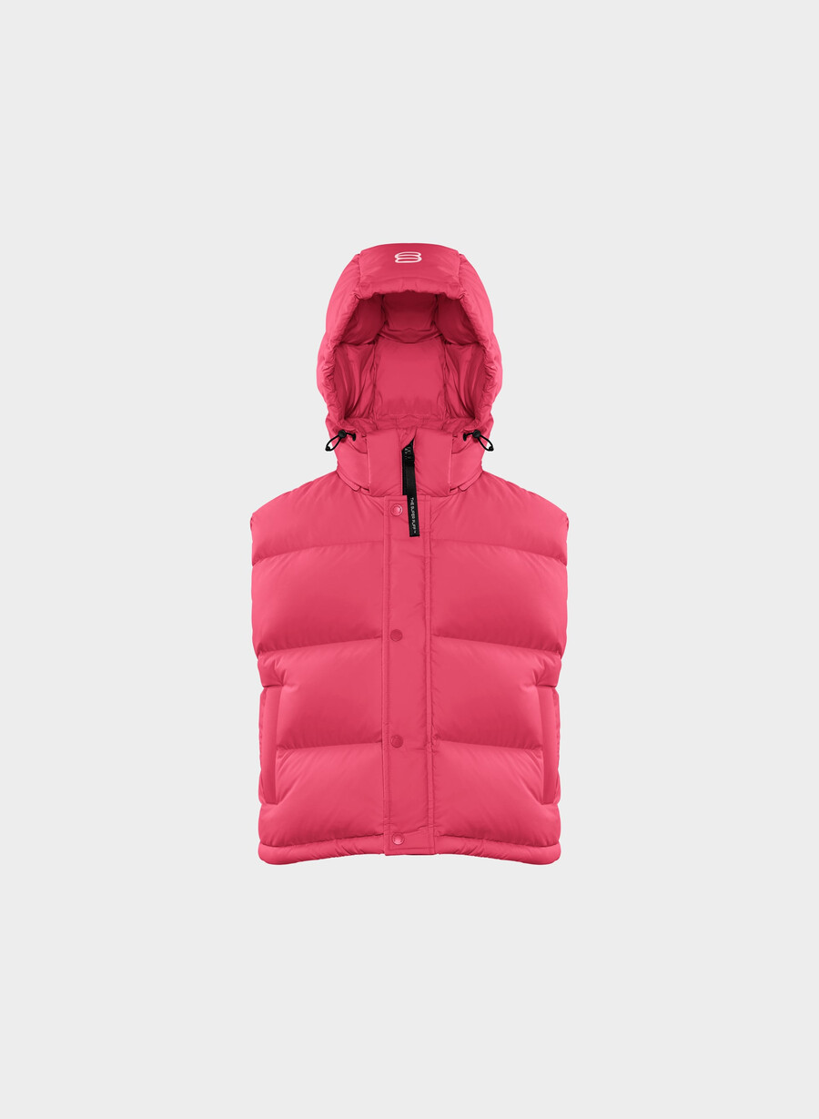 the super puff shorty vest - climatte wink pink