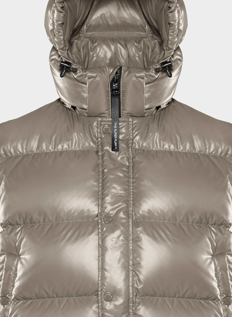the super puff shorty vest - hi-gloss modern taupe