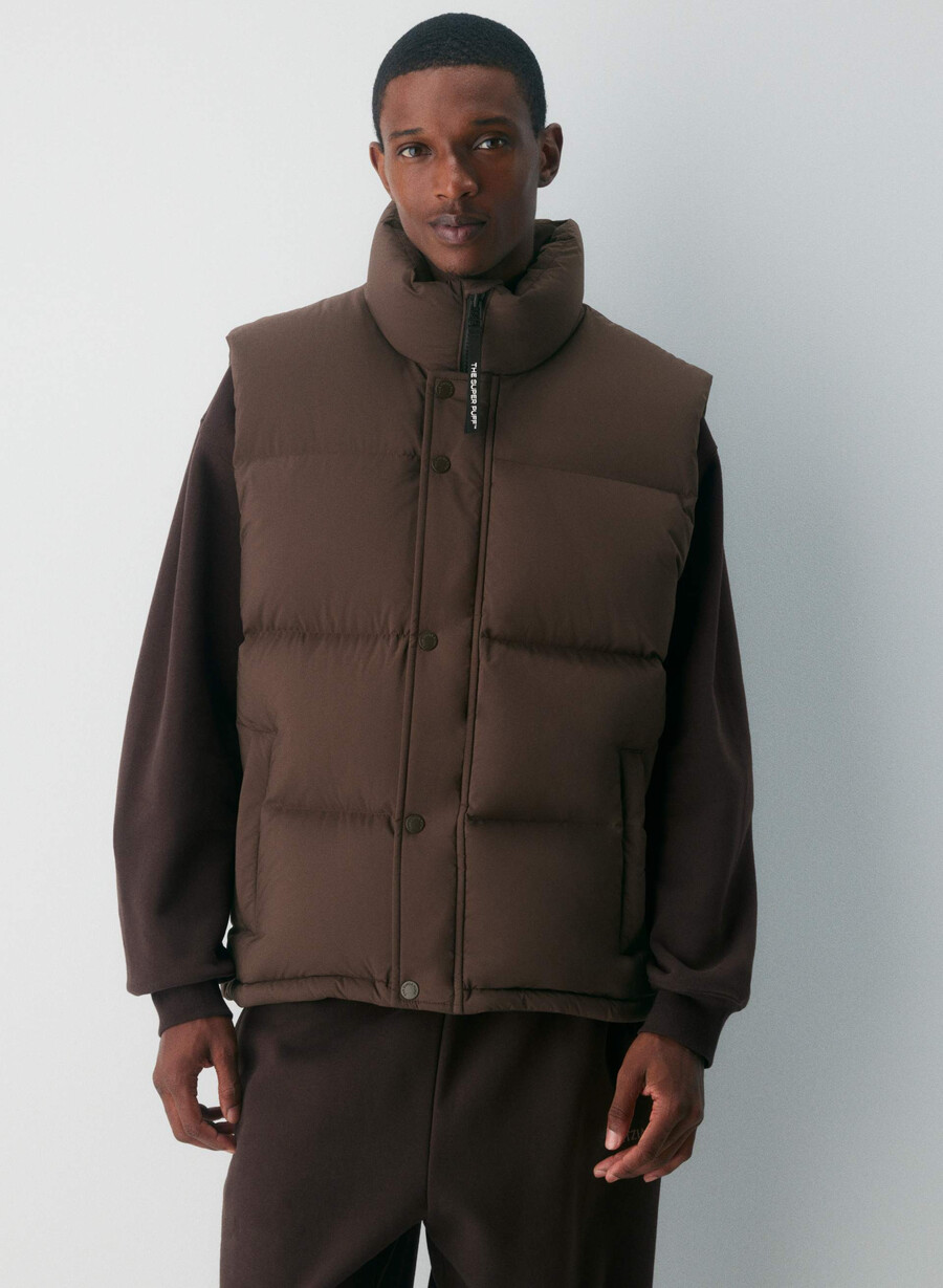 the super puff vest mens - climatte rich mocha brown